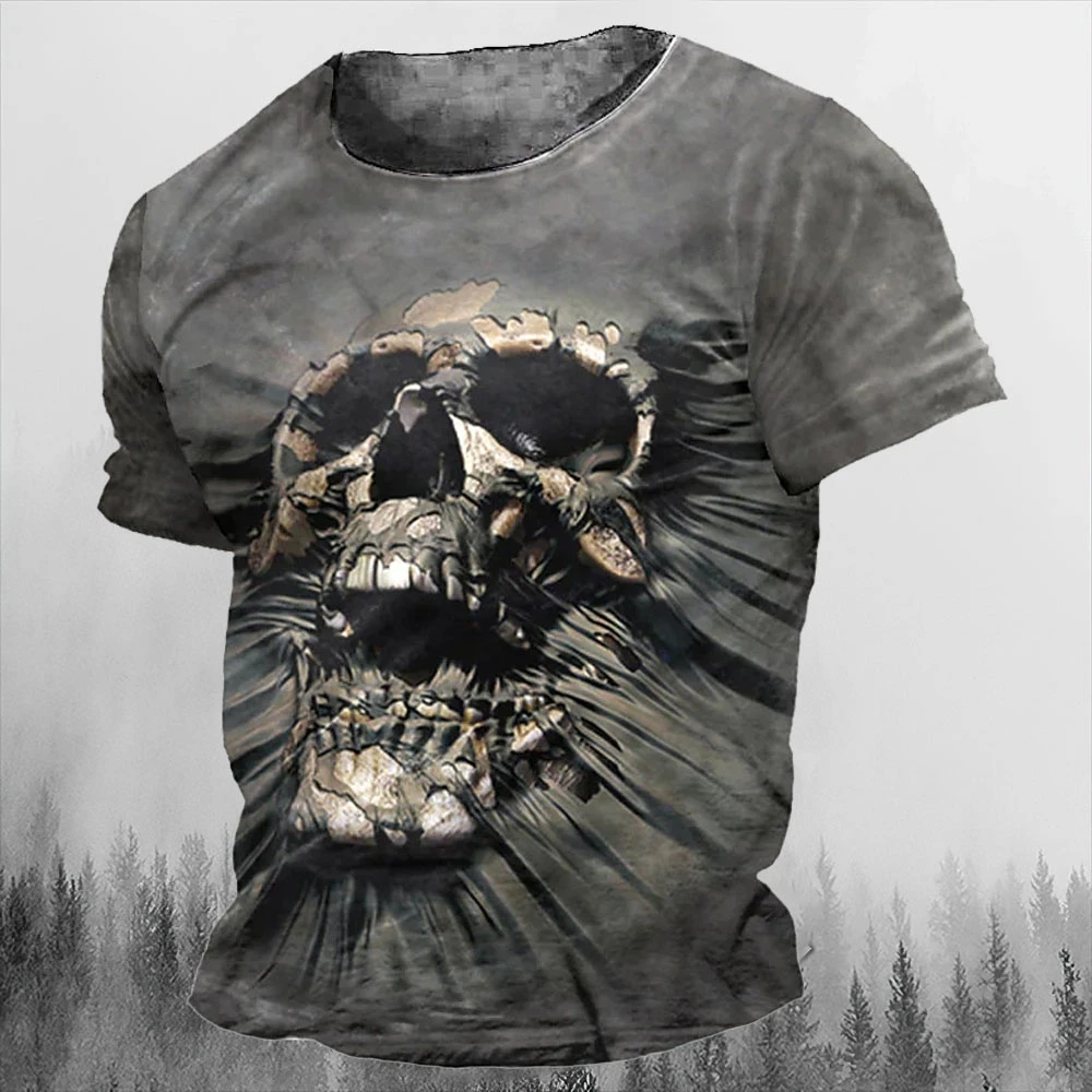 Skull Graphic Polyester T Shirt Mens Biker Gothic Grunge Skater Tee XXS-5XL