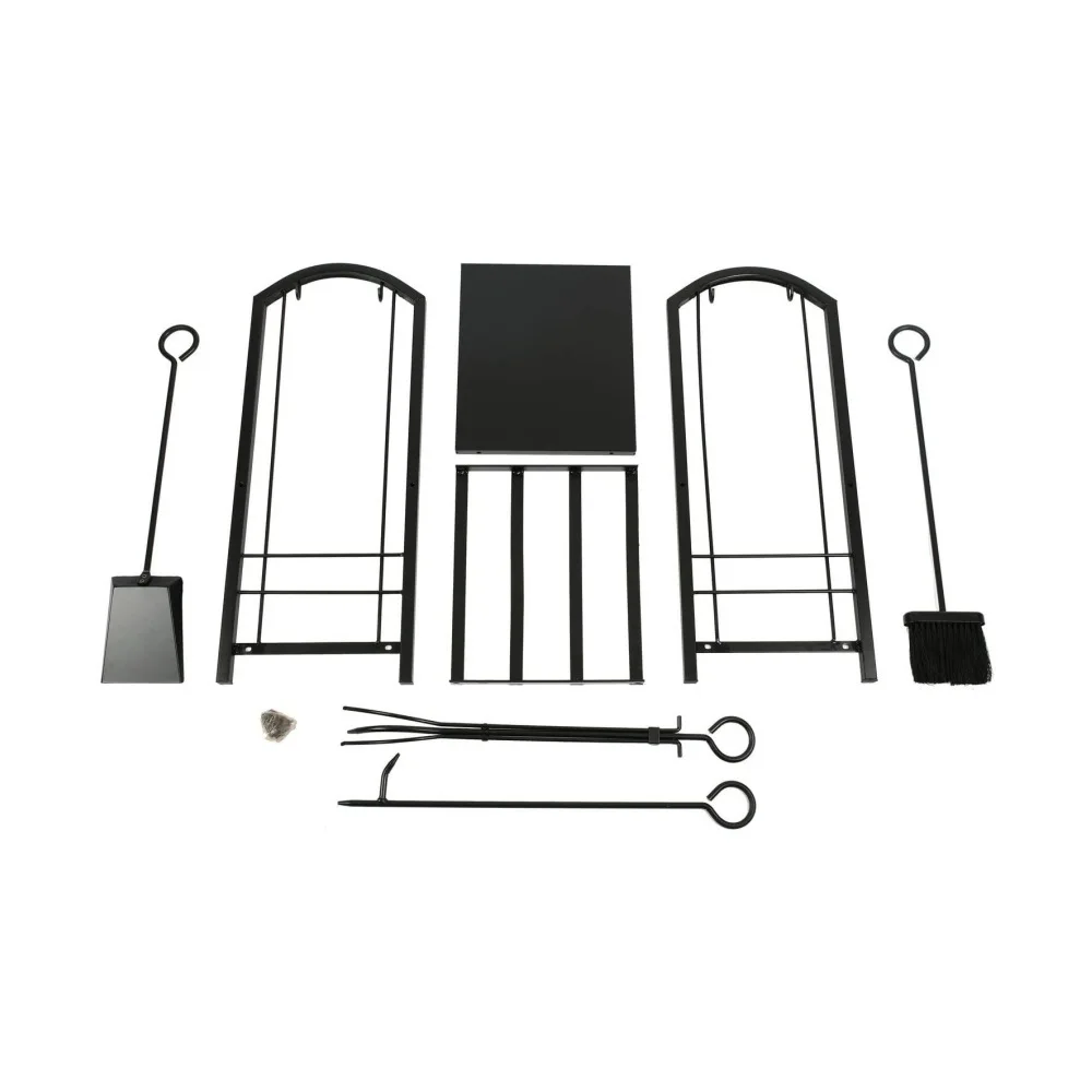 Superior Wood Storage Stacking Rack Black Wrought Iron Firewood Storage Rack Heavy Duty Iron Log Holder Fireplace Tools Set