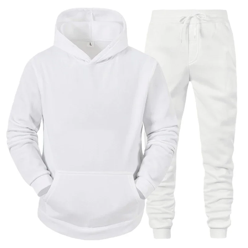 Men's Sets Hoodies+Pants Fleece Tracksuits Solid Pullovers Jackets Sweatershirts Sweatpants Hooded Streetwear Outfits