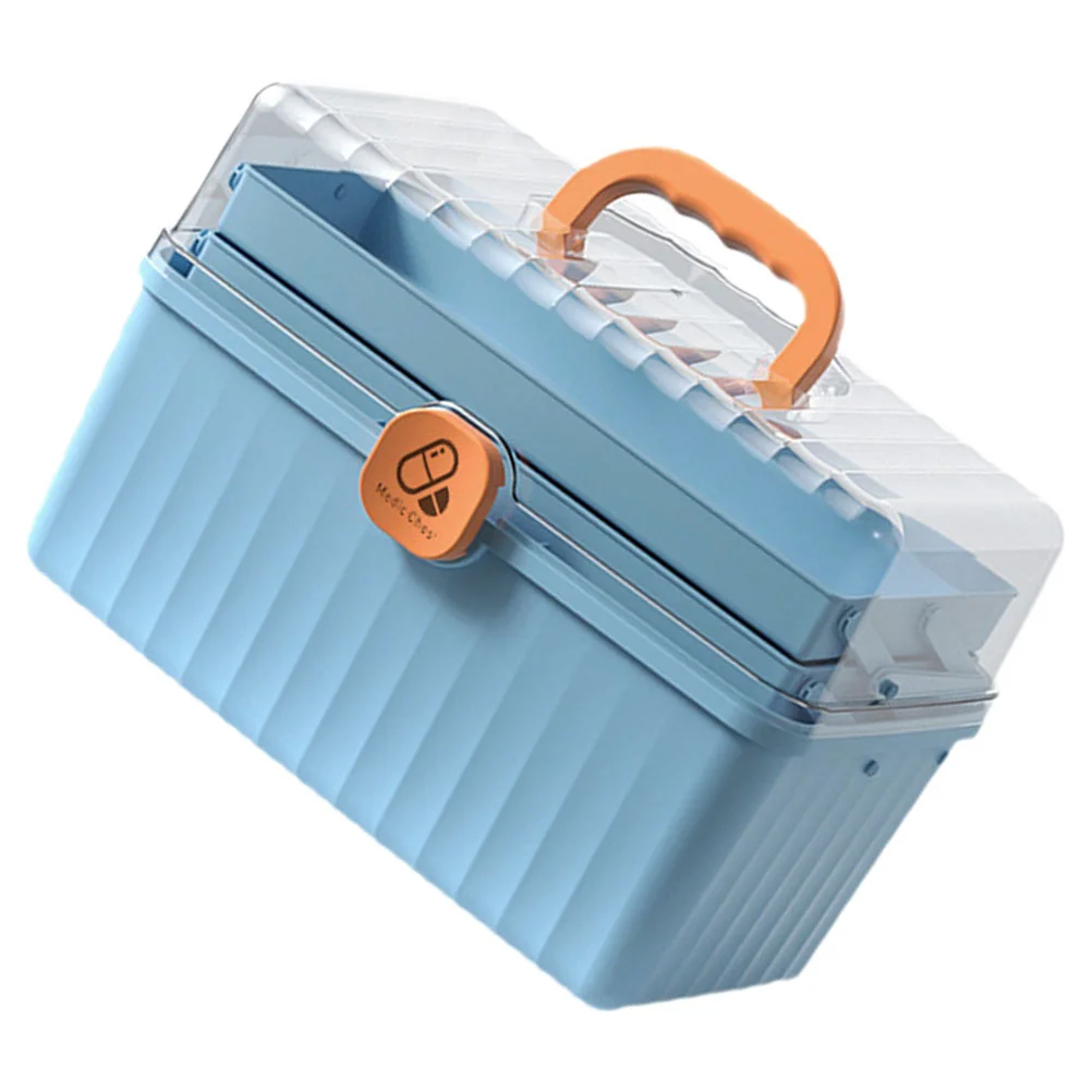 

First Aid Kit Storage Box 2 Plastic Handle Medicine Cabinet Bins Portable Holder Medium