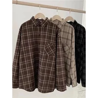 MEXZT Vintage Oversized Plaid Shirts Women Streetwear Long Sleeve Blouses Harajuku Korean Pocket Loose Casual All Match Tops New - Image 3