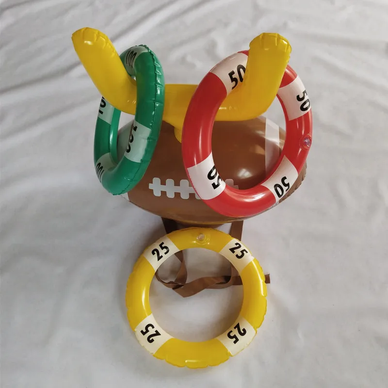 1pc brown Inflatable Ring Children's Game Throwing Rings Parent Child Interactive Entertainment Football Cap Top Toy Large