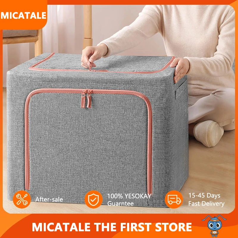 24L Fabric Storage Box Organizer Foldable Bag Laundry Blanket Pillow