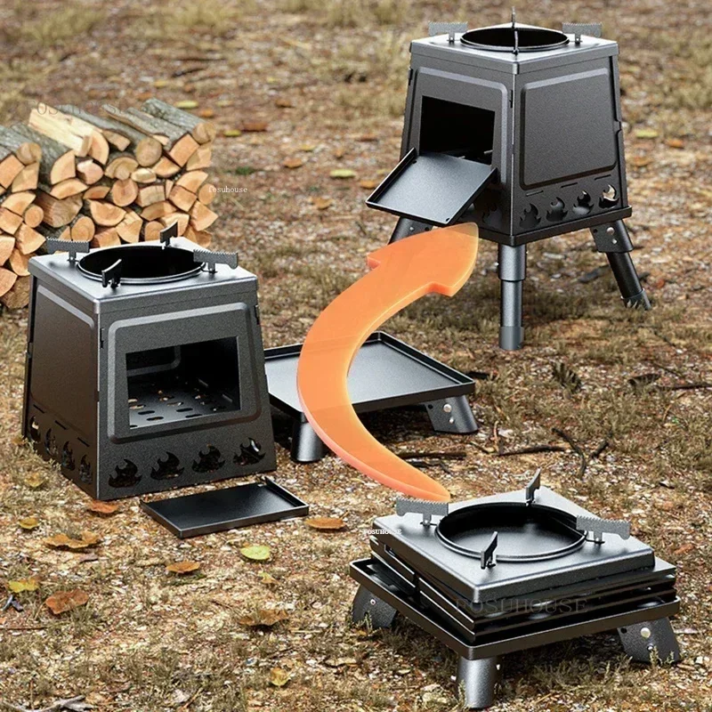 Portable Outdoor Fire Pits Camping Cooking Stove Foldable Brazier Mobile Pot Stove Wood Stoves Villa Courtyard Heating Fire Pit