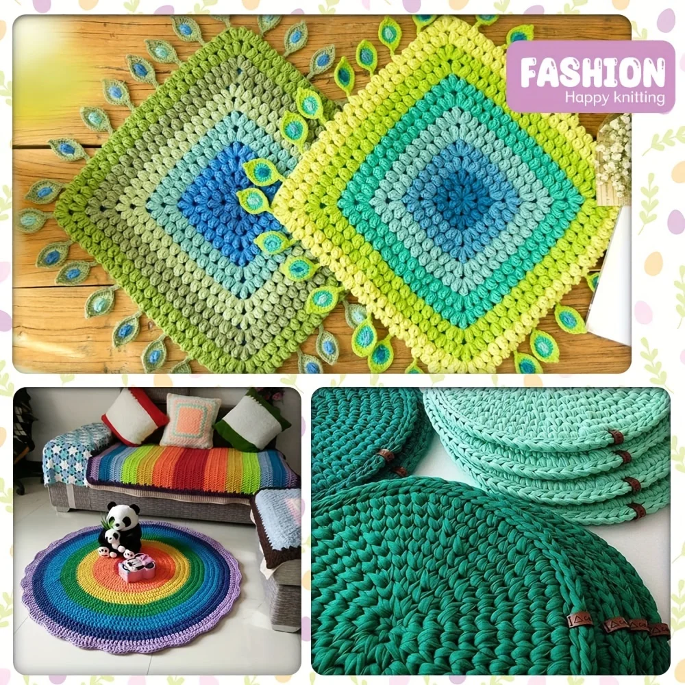 1 pc 130Yards T-Shirt Yarn Knitting Yarn Fabric Crochet Cloth Solid Color Tshirt Yarn for Crocheting Beginners DIY Hand Craft 2