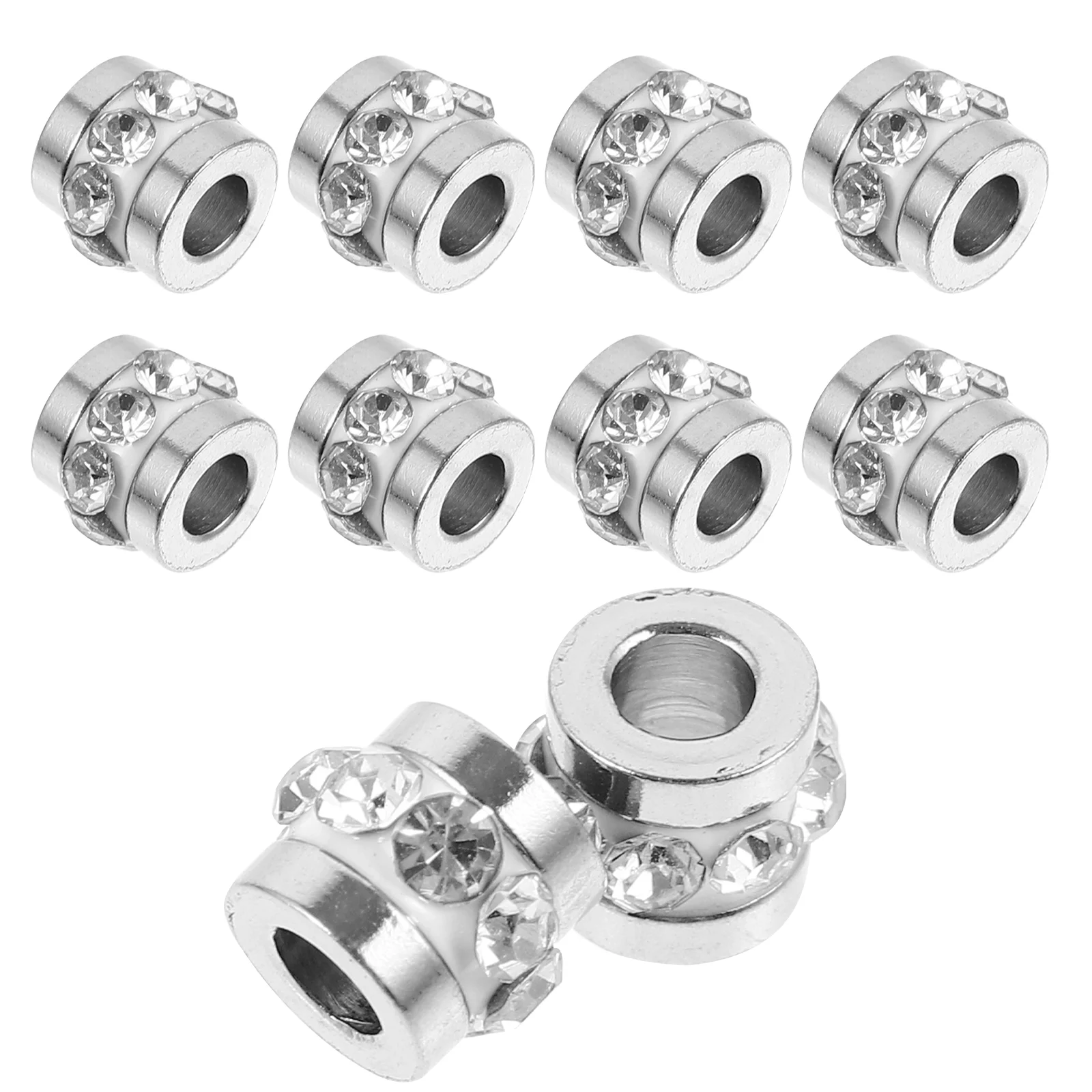 

10 Pcs Rhinestone Spacer Bracelet Spacers Beads for Jewelry Making Bracelets Beaded Crafts Stainless Steel Bulk