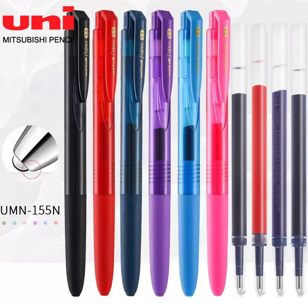 일본 UNI 젤 펜 콤보 세트, UMN-155 로우 댐핑, 빠른 건조, 블랙 펜, 0..
