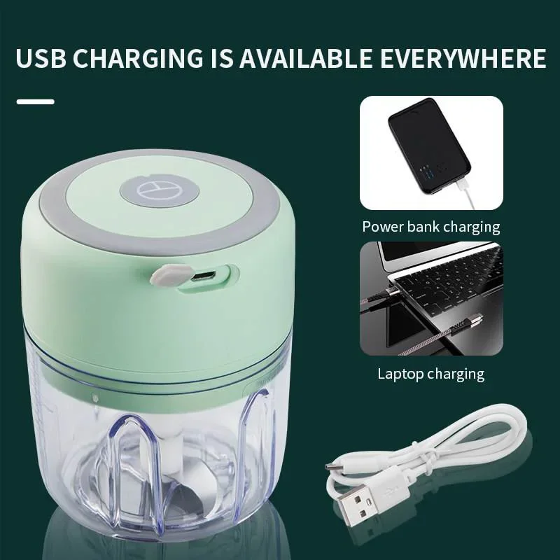 250Ml 3 Blades Electric Mini Cooking Machine Garlic Masher Household Food Supplement Wireless Beater For Ginger Chili Meat