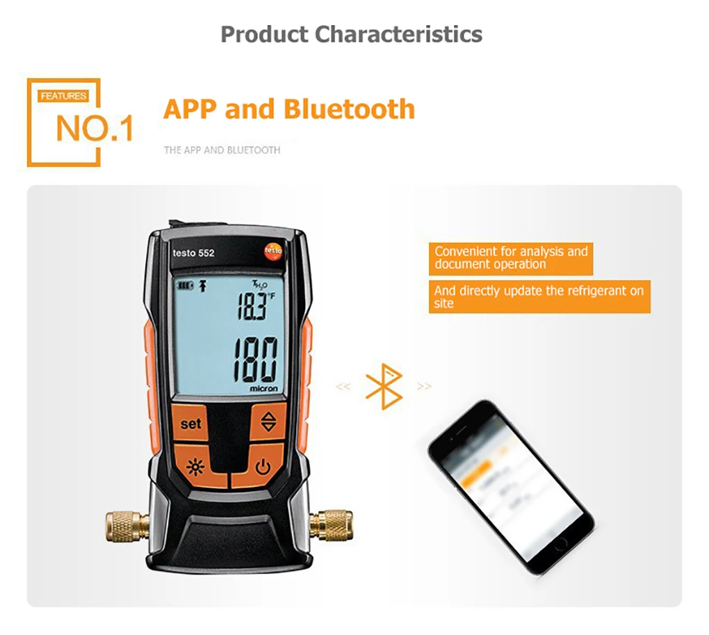 Testo 552 Digital Vacuum Gauge High Precision Vacuum Measuring Instrument Electr