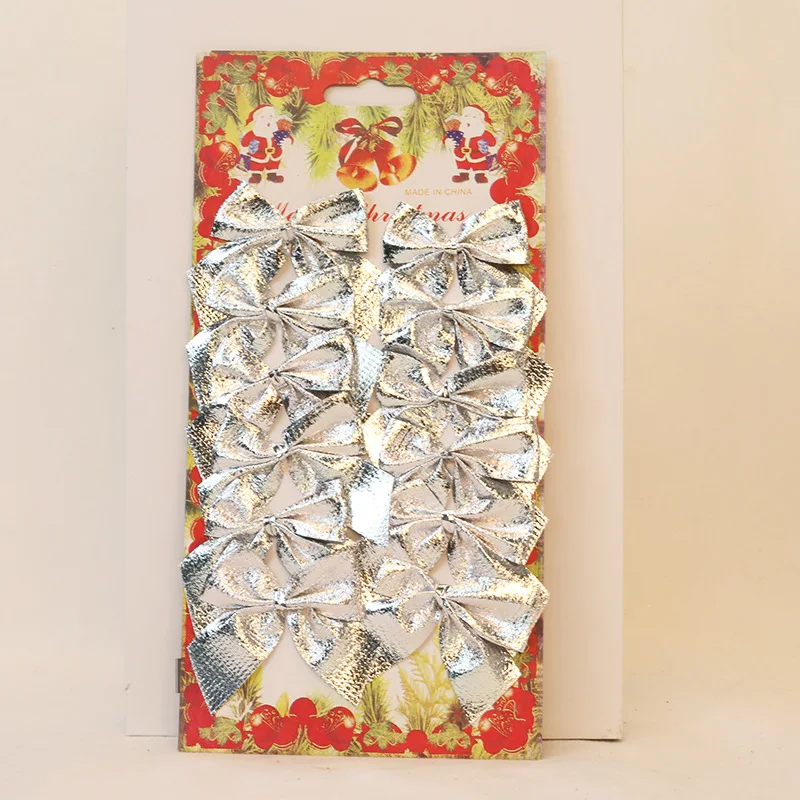 Christmas Tree Bow Decorations New Year Holiday Party Decoration Gold Silver Red Bowknot Home Crafts 12pcs/set 6cm ribbon bow decoration christmas bow ornaments