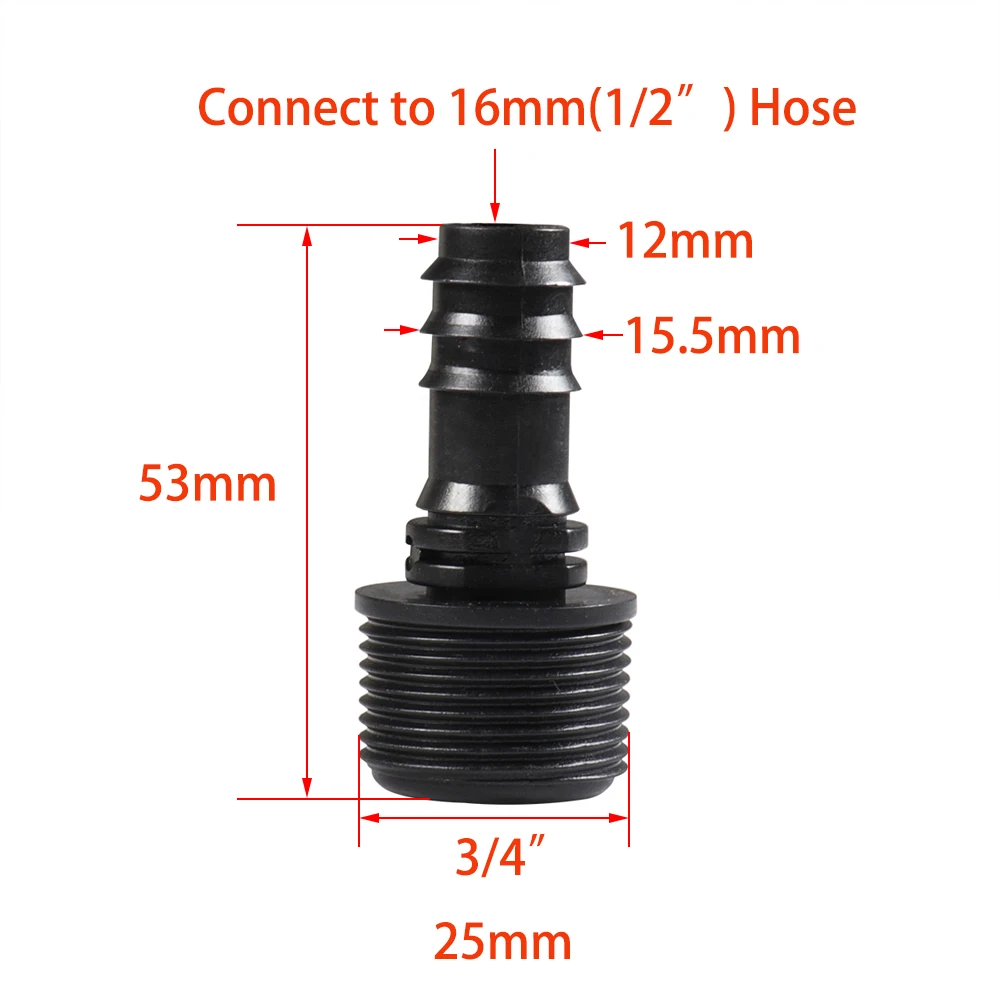 1/2 3/4 Female Male Thread To 1/2 3/4 1 Inch Garden Hose Barb Connector 16mm 20mm 25mm Plastic Hose Fitting Irrigation Pipe Fitt