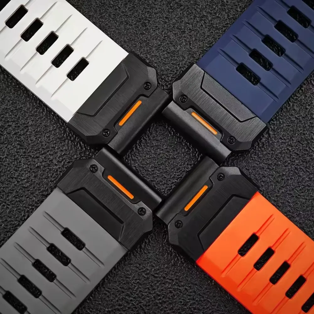 Durable Quick Fit Rubber & Metal Strap - Comfortable Band for Large Smartwatches