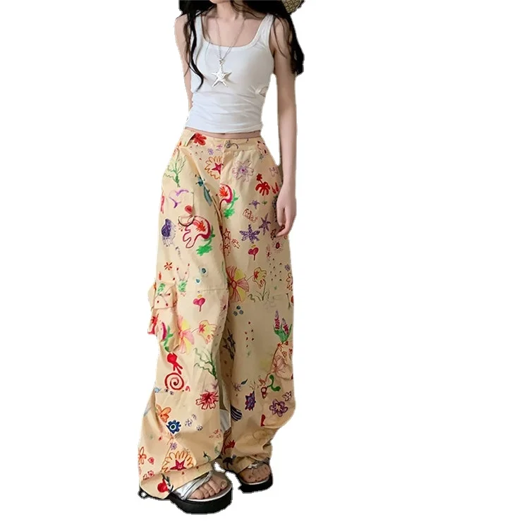 

Y2k Harajuku Cargo Parachute Pants Women Japanese Baggy Sports Graphic Trousers Pants Women