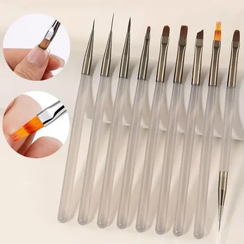 Set di 9 pennelli grigi per nail art, strumenti per nail art adatti per smalto gel e disegni per nail art, perfetti per il fai da te a casa