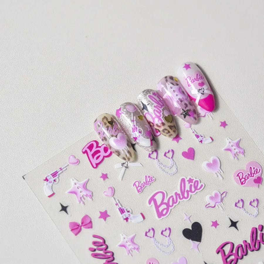 

Barbie Water Proof Nail Stickers Anime Kawaii Children Girls Nails Art Patch Decals Manicure Decoration Cartoon Cute Gifts