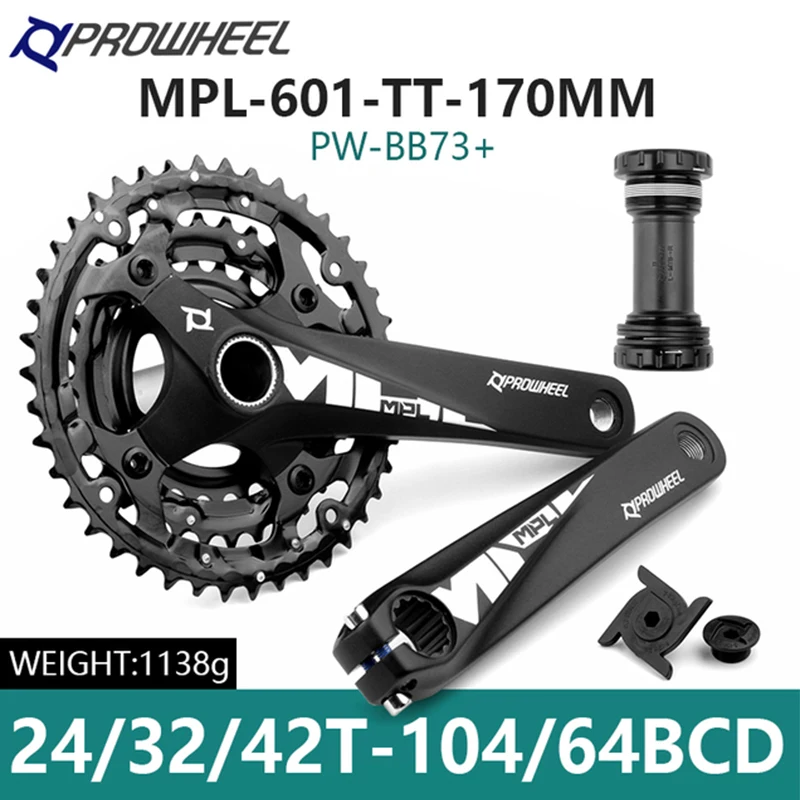 Деталь для велосипеда PROWHEEL MTB шатун горного 9S 10S 11S 170 мм рукоятка кривошипа 24-32-42T