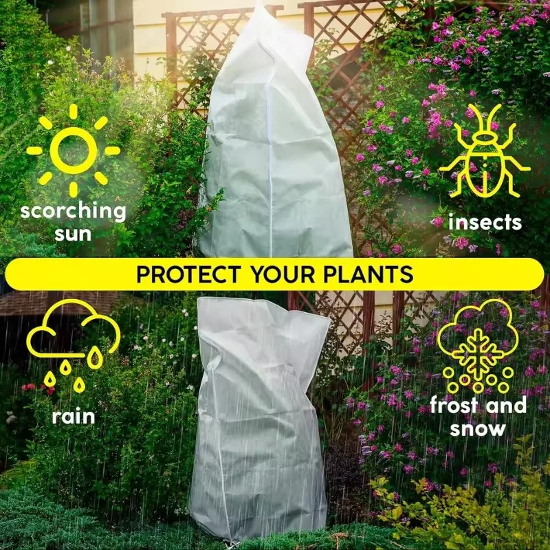 Winter Plant Cover Drawstring Zip Multi-size Tree Cold Frost Protection Bag