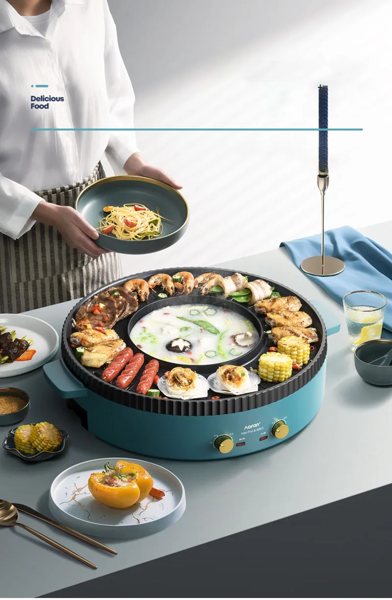 Description Picture 6 of itemBarbecue Machine Hot Pot Multifunctionele Gestoofd Koekenpan Barbecue Machine