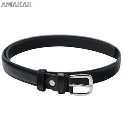 Women's Wild Simple Black Thin Belt Summer Men's Leather Pin Buckle Belt