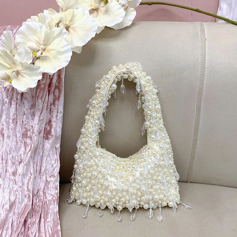 NEW Handle Pearl Evening Clutch Bag Purses And Handbag Luxury Designer Hobo Shoulder Bag Tassel Clutch Purse Bucket Bag