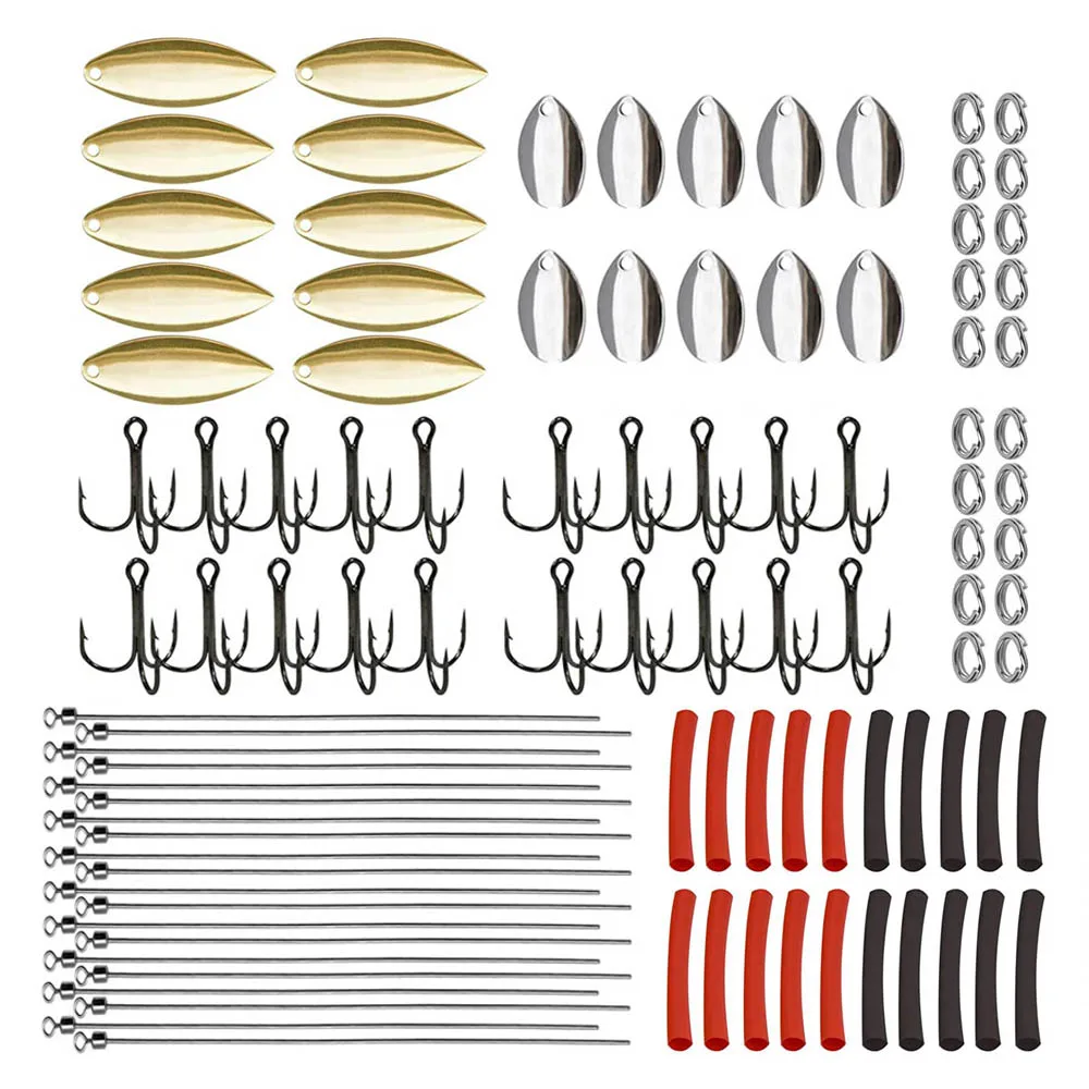 100Pcs Spoon Lure making Spinner Blades kit with Split Rings