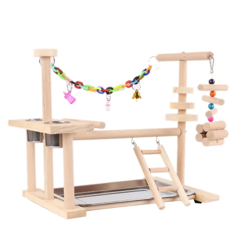 

50JC Pet Bird Cage Perch Stand Swing Parrots Swing Gym Toy с подносом + чашки для еды