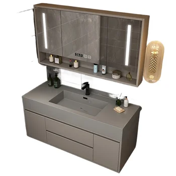European Black Marble Smart Double‑Sink Vanity 1