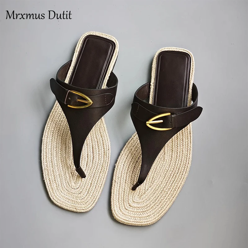 

2024Summer New Fashion Versatile Clip Feet Flat Bottom Cool Drag Lazy Slippers For Women To Wear Externally Non Slip Beach Shoes