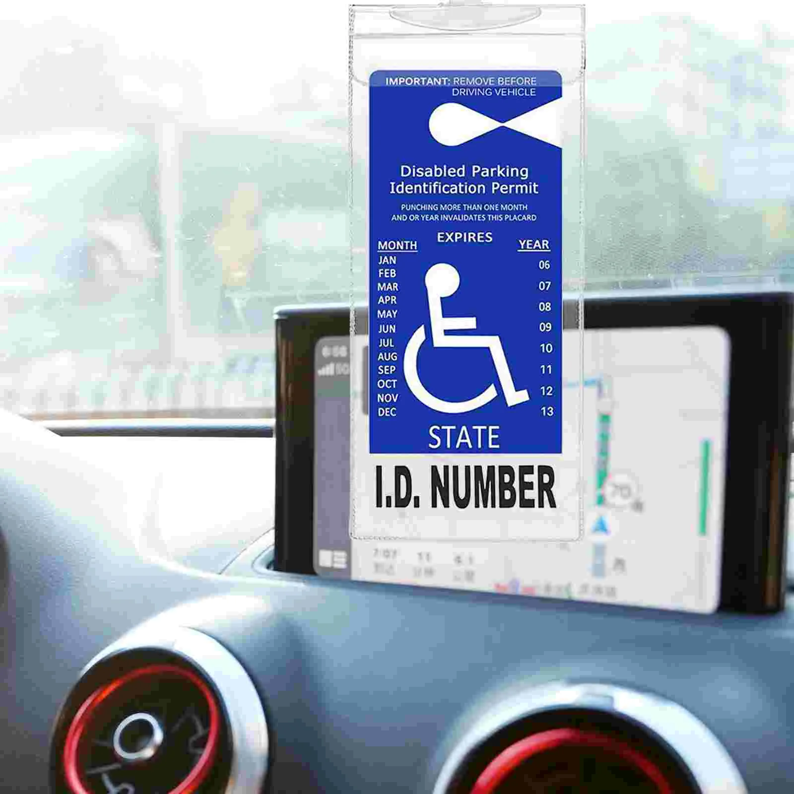 장애인 슬로건 걸이식 가방, 핸디캡 플래카드 가방, 주차 허가 사인 엠블럼, 투명 거치대 PVC, 4 개