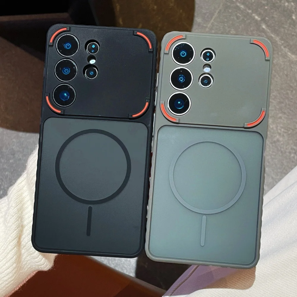 Sleek Armor Magnetic Matte Wireless Charging Phone Case with Heat Dissipation & Camera Protection
