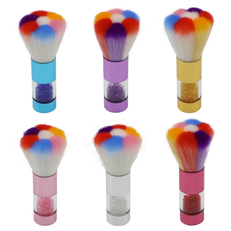 

Rainbow Nail Art Dust Brush Acrylic UV Gel Polish Powder Cleaning Tool Soft Glitter Powder Remover Makeup Brushes Manicure Tools
