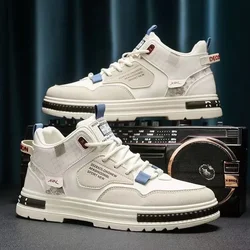 Men Casual Sports Board Shoes British Style Leather Work Attire Outdoor Walking Fashion Boots Lightweight Breathable 2024