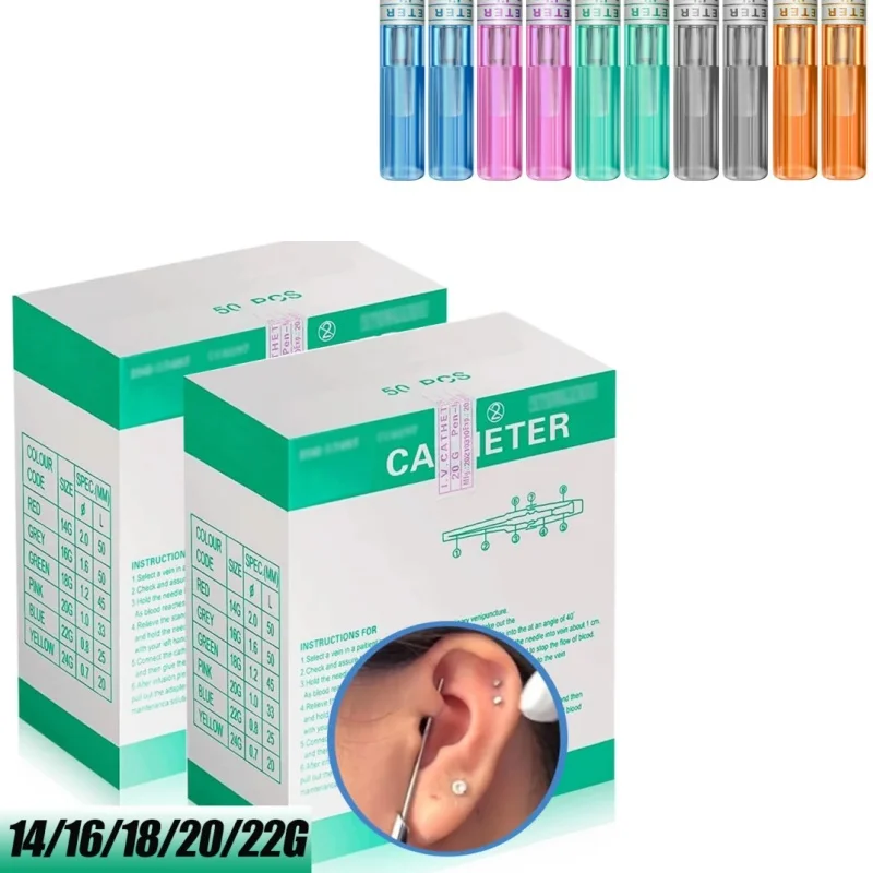 5/50/100pcs Piercing Needles Sterile Disposable Body Piercing Tattoo Needle Ear Nose Tongue Belly Tool 14/16/18/20/22G