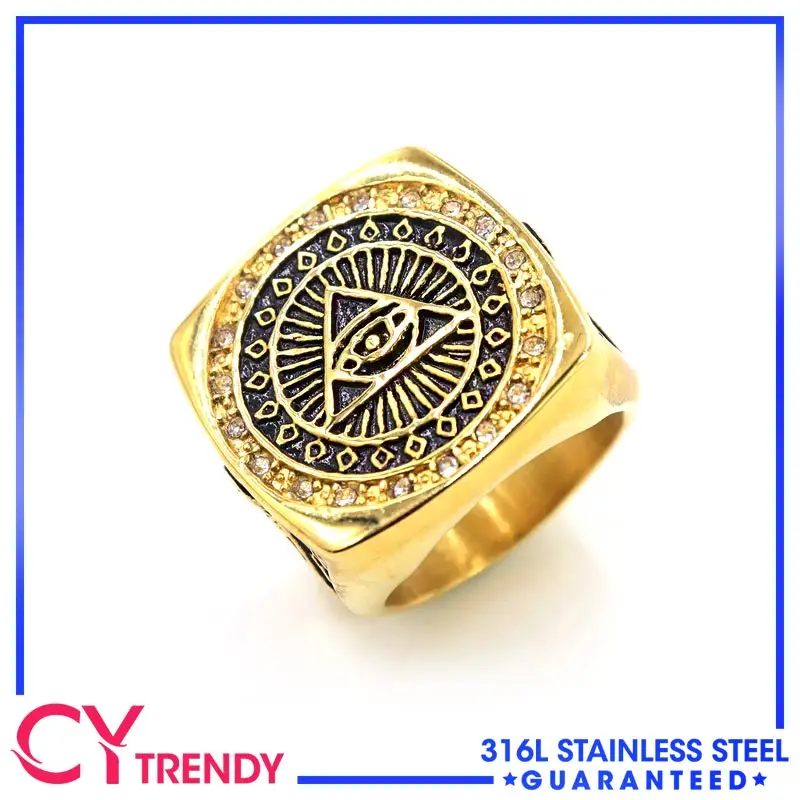 

Viking Ring Stainless Steel AG Freemasonry Angel Demon Eye Men and Women Titanium Steel Ring Sizes 7-13
