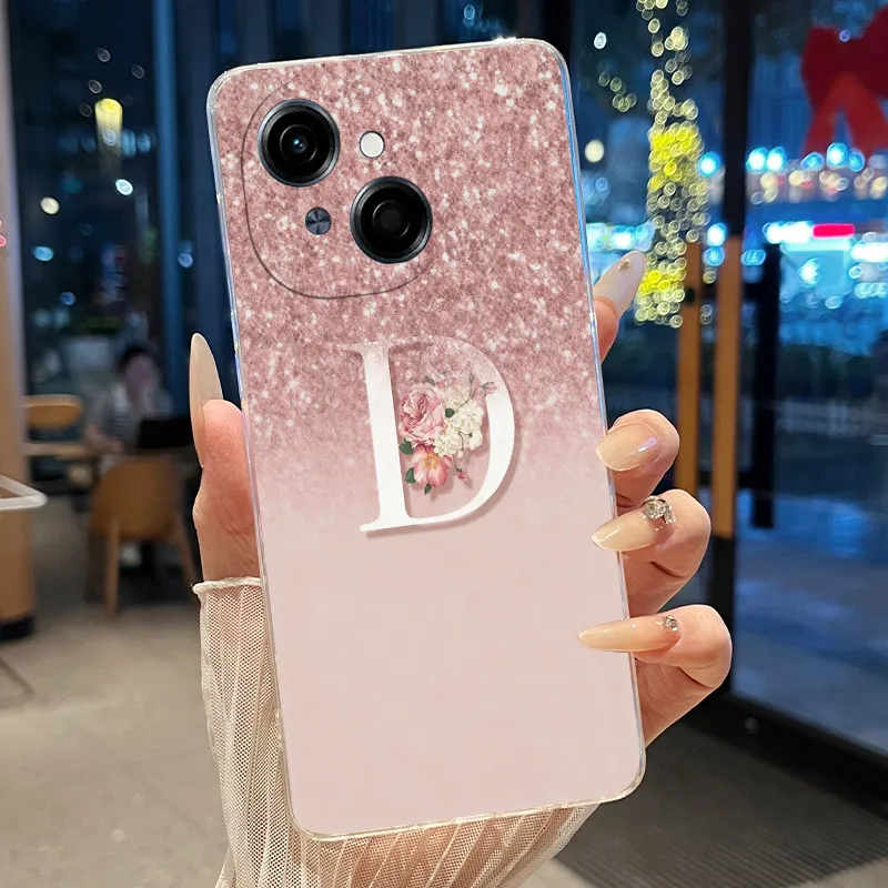 Clear Silicone Soft Luxury Elegant Letters Phone Case - Protective Cover