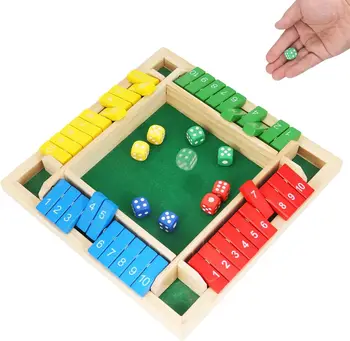 Gioco dei Dadi Shut The Box, Gioco Matematico da Tavolo in Legno per 2-4 Giocatori, Divertimento Classico per Famiglie, Feste in Casa e Pub