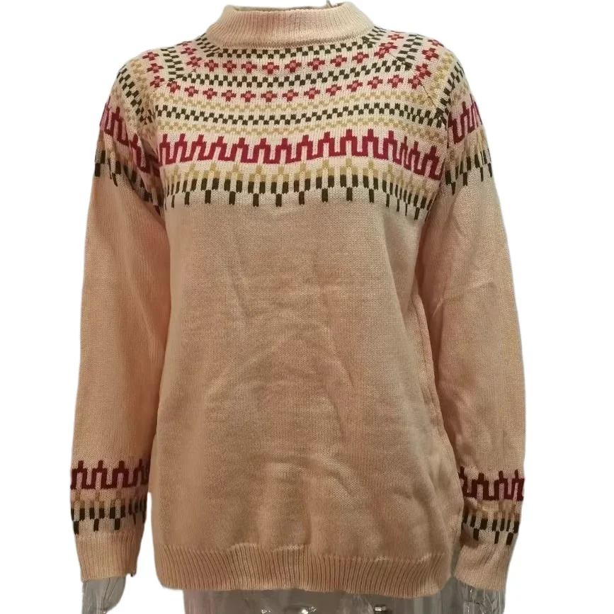 

Women's Winter Half Turtleneck Straight Print Knitted Sweater