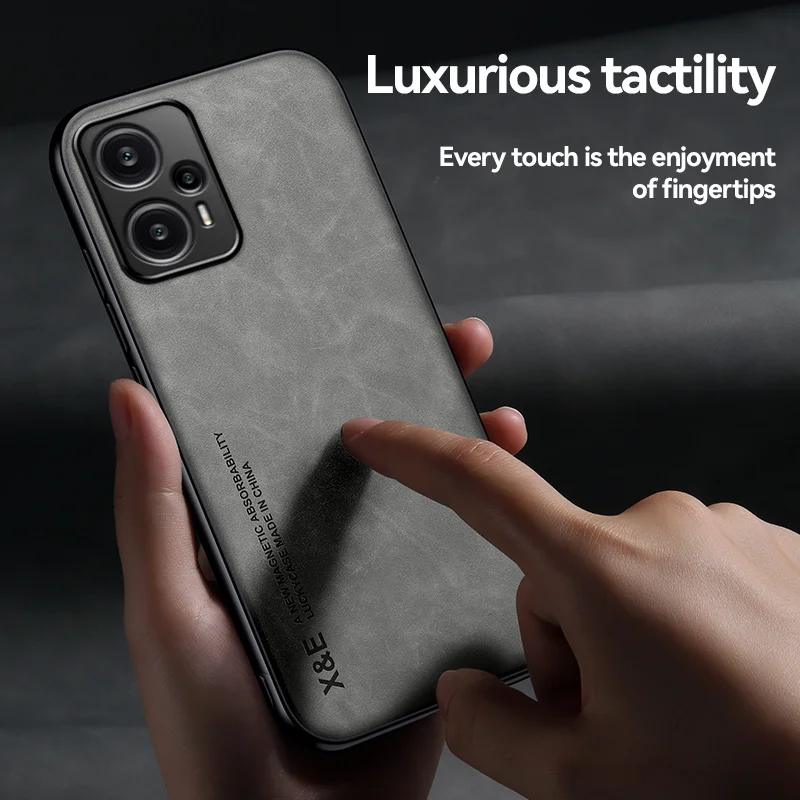 Leather Magnetic Car Holder Phone Case – Soft Silicone Back Cover