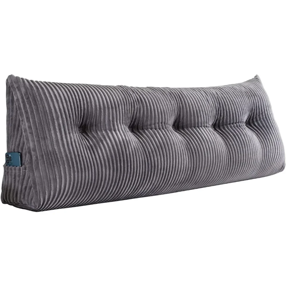 Large Triangular Headboard Wedge Bed Rest Reading Pillow Backrest Positioning Support Bolster Cushion with Removable Cover 4