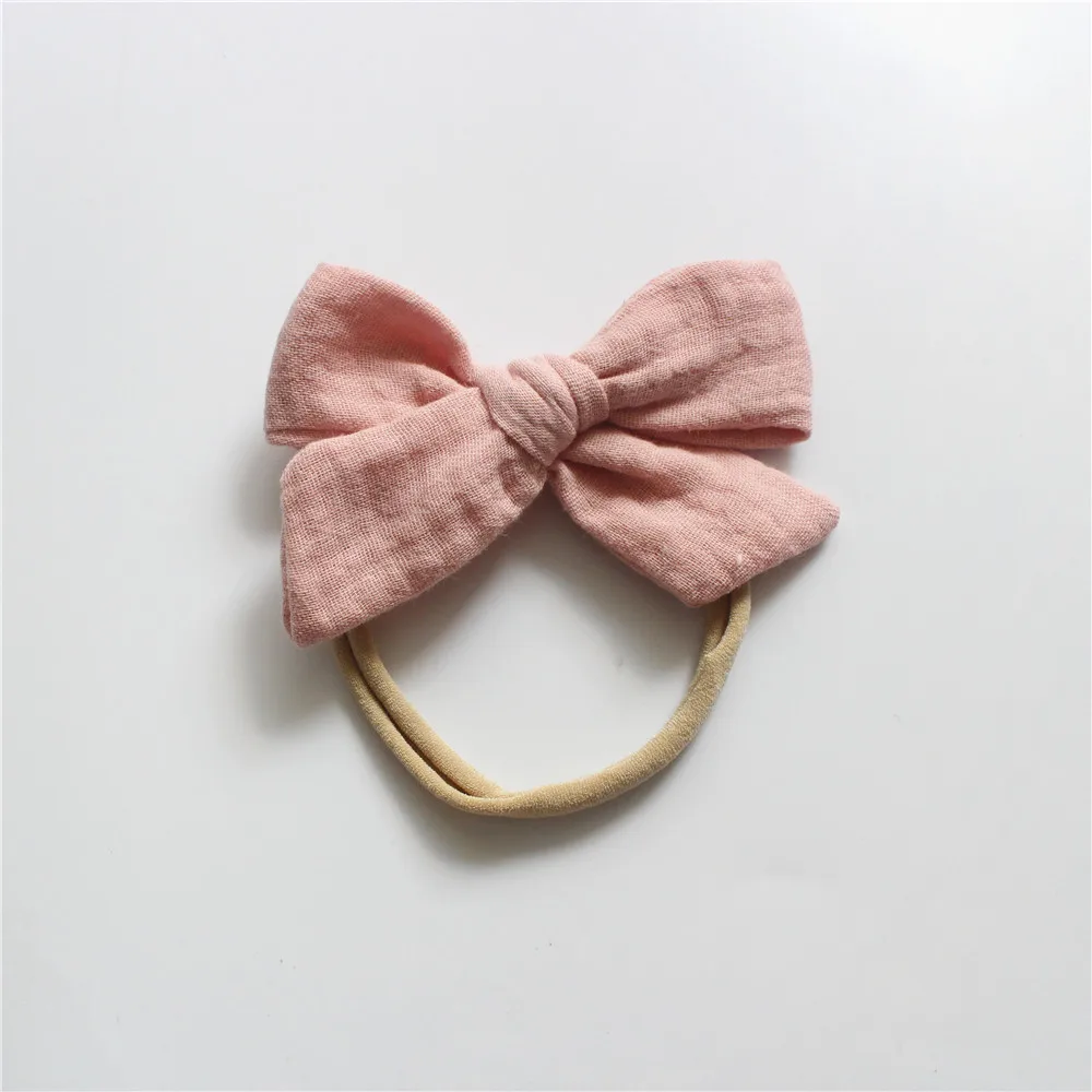 car baby accessories Muslin Cotton Gauze Bow Headband for Baby Soft Nylon Hairband Children's Hair Accessories 1pcs Baby Accessories Baby Accessories