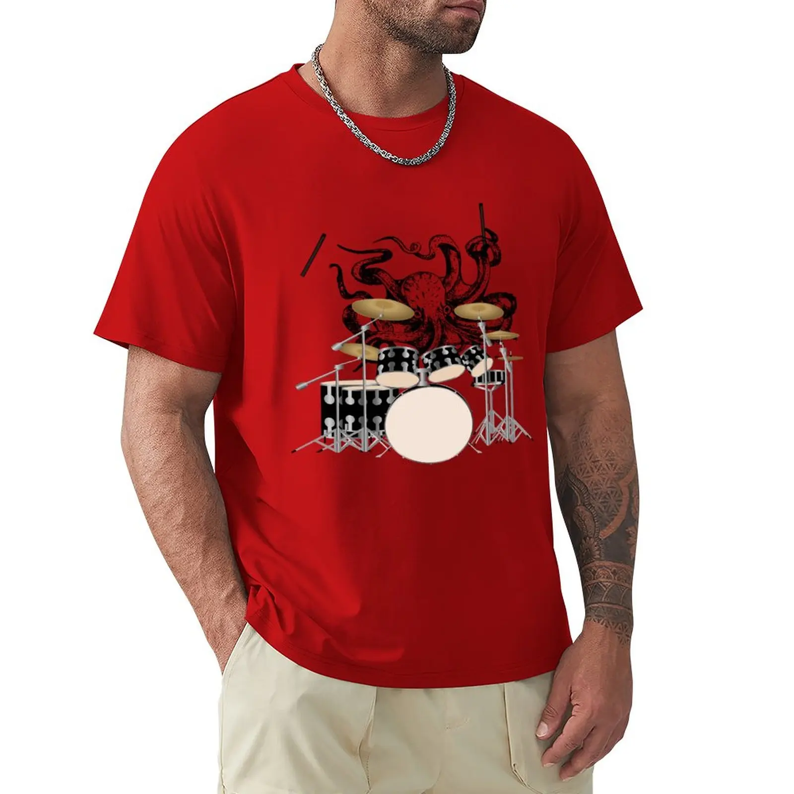 

octopus playing drums Halloween unisex T-Shirt new edition boys animal print boys whites mens cotton t shirts