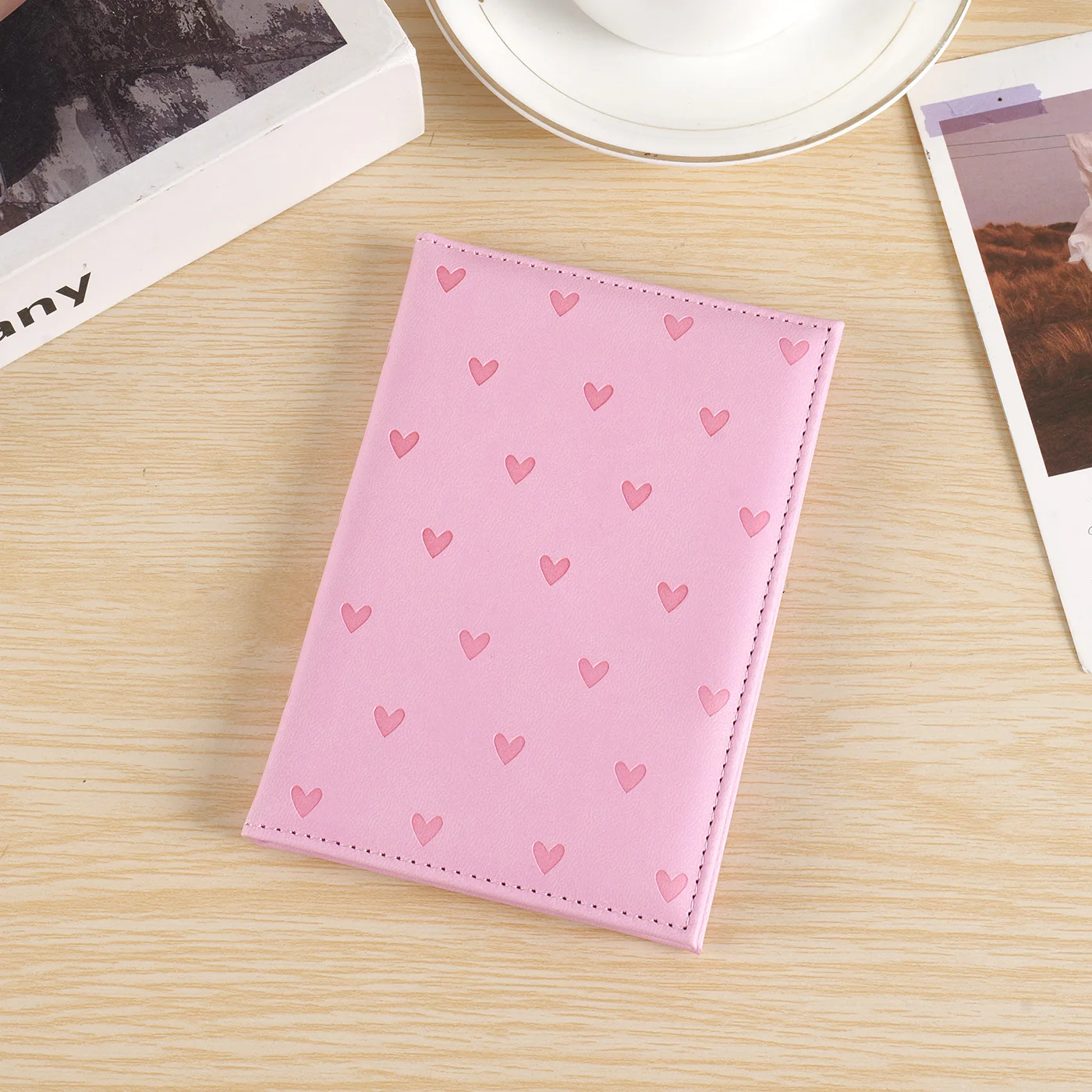 Chic Heart Print Passport Wallet – Stylish Leather Travel Accessory
