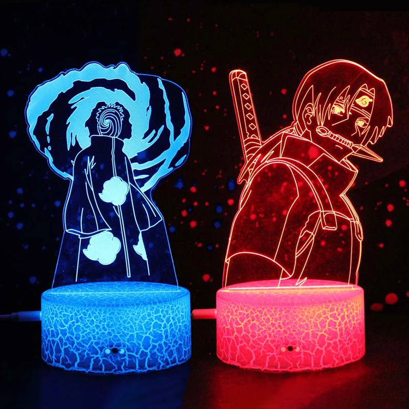 Acrylic Led Night Light Naruto Akatsuki Logo 3D Anime Lamp Bedroom Decor Gift 