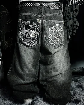 Y2K American Southpole Hip-hop Oversized Jeans Mens Retro Skateboard Boy Wide-leg Pants Gothic Graffiti Couple Wide Pants 1