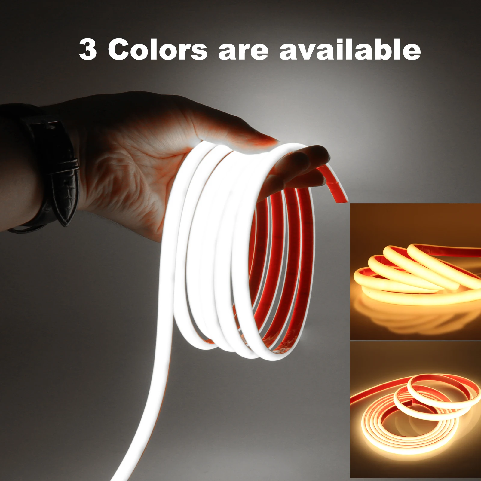 IP68 방수 COB LED 네온 조명 스트립, 고밀도 COB 선형 조명, 따뜻한 차가운 흰색, EU, 미국, 영국, AU 플러그 포함, 24V, 320 LEDs/m