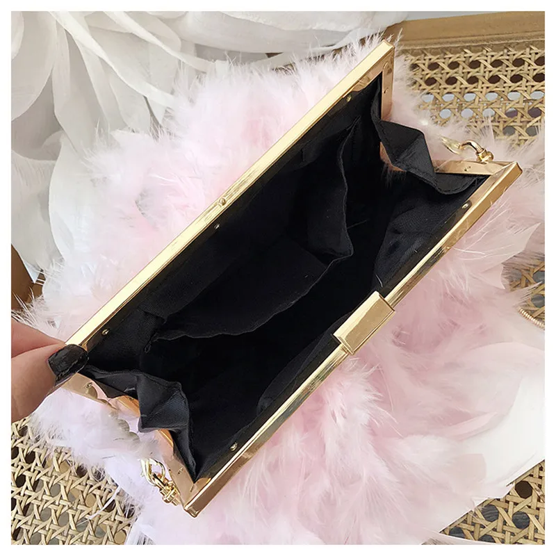 Luxury Ostrich Feather Pink Party Evening Bag Pearl Tassel Women Purses And  Handbags Wedding Designer Clutch Shoulder Chain Bags - AliExpress