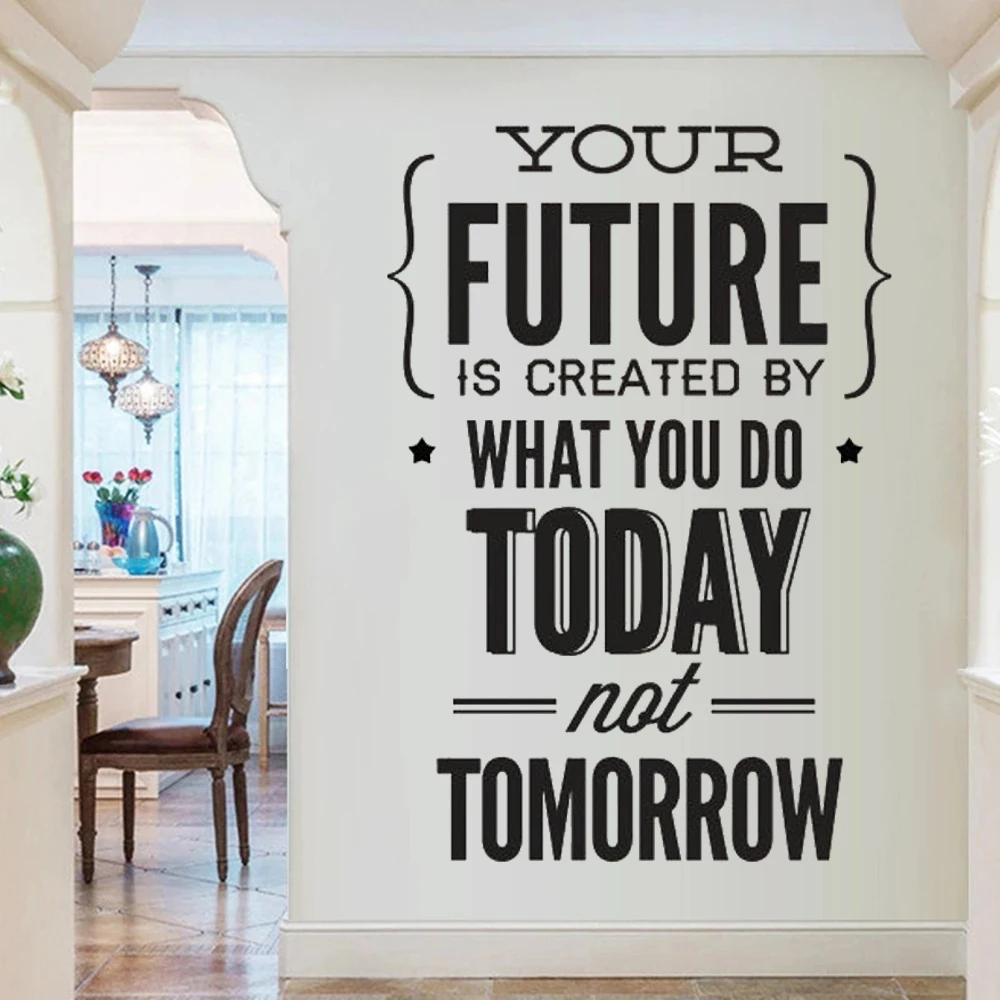 

Your Future Is Created By What You Do Today Not Tomorrow Quotes Wall Stickers Livingroom Bedroom Background Decor Decals DW14103