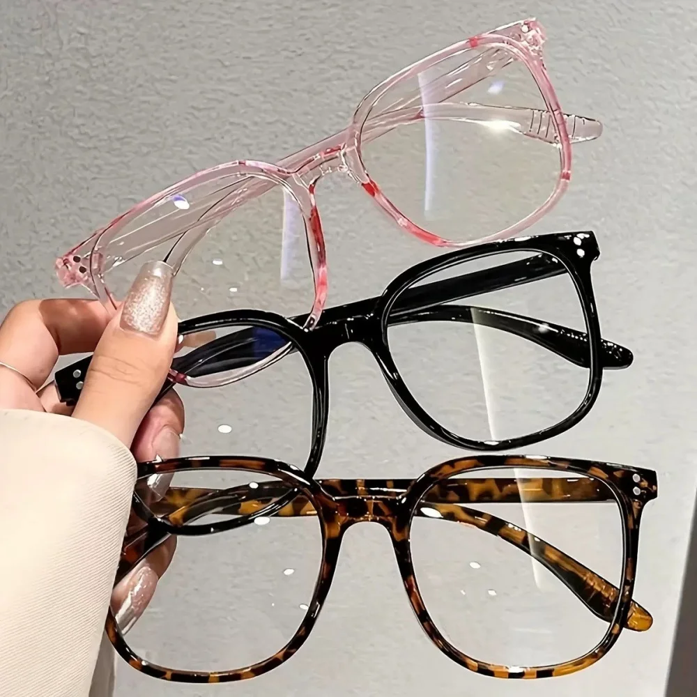 KLASSNUM Anti-Blaulicht-Dekorationsbrille für Damen, transparent, großer quadratischer Rahmen, Computer-Flachlicht-Modebrille 2026 – Detail 13
