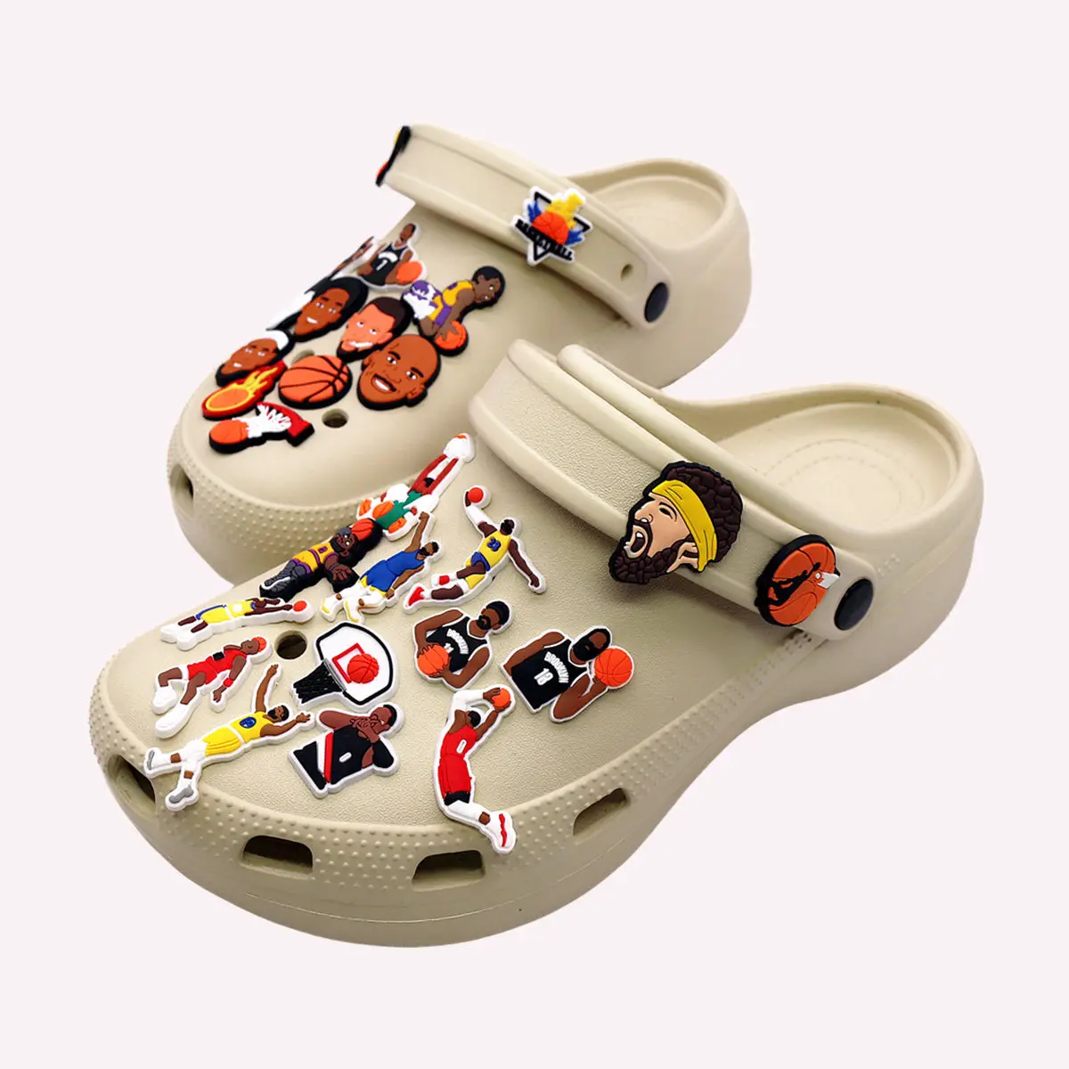 Shoe Charms 1 Pcs Basketball PVC James Curry Harden Owen Portrait Garden Shoes Upper Aceessories Unisex Sandal Buckle Decorate