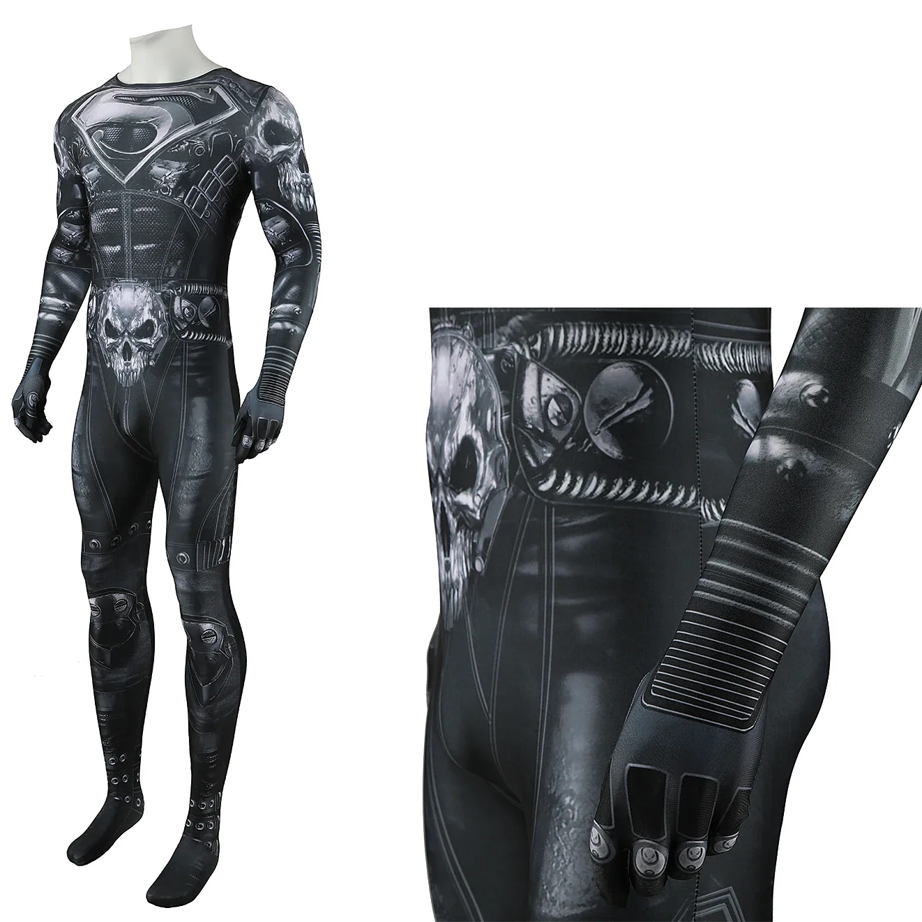 Dark Night: Metal Superman (The Devastator) | Spandex Bodysuit Cosplay Costume 33 DC-Inspired Superman Spandex Bodysuit Cosplay Costume for Adults and Kids